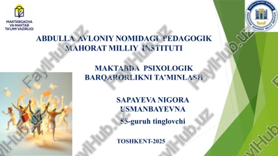maktabda psixologik barqarorlikni ta’minlash — PPTX