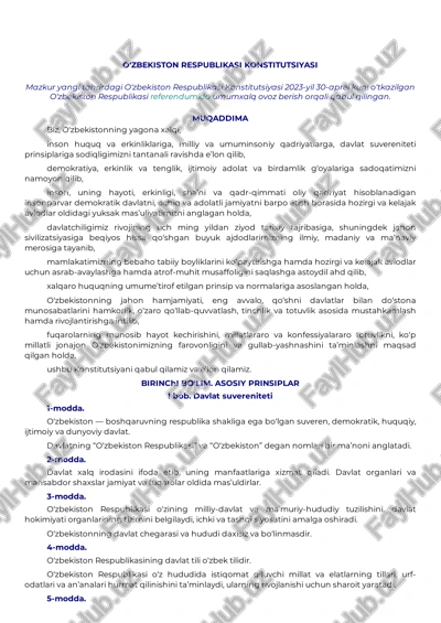 o‘zbekiston respublikasi konstitutsiyasi — PDF