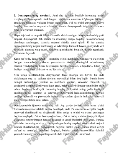 dunyoqarashning mohiyati — DOCX