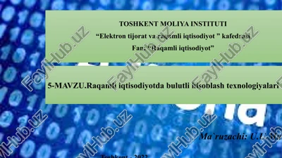 raqamli iqtisodiyotda bulutli hisoblash texnologiyalari — PPTX