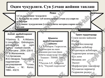 suv o'lchash joyini tanlash — PPTX