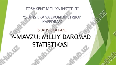 milliy daromad statistikasi — PPTX