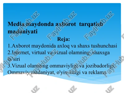 axborotmaydonida axloq va shaxs tushunchasi — PPTX