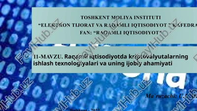 raqamli iqtisodiyotdagi kriptovalyutalar — PPTX