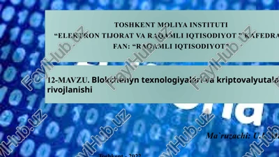 blokchenyn texnologiyalari va kriptovalyutalar rivojlanishi — PPTX