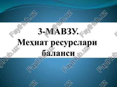 mehnat resurslaribalansi — PPTX