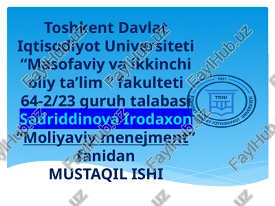 mustaqil ishi debitorlik va kreditorlik qarzlarini boshqarish — PPTX