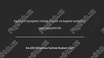 kapitalnibyutjetiniishlabchiqishvakapitaltuzilishinioptimallashtirish — PPTX