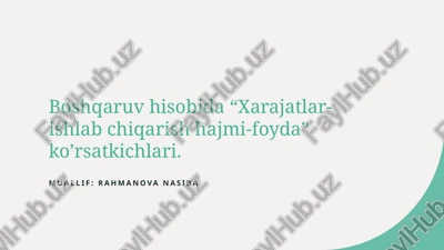xarajatlar va foyda — PPTX
