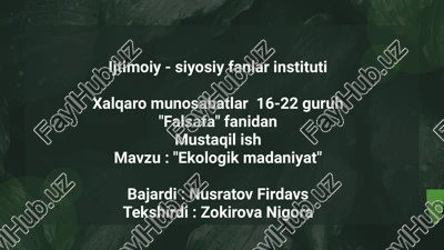ekologik madaniyat — PPTX