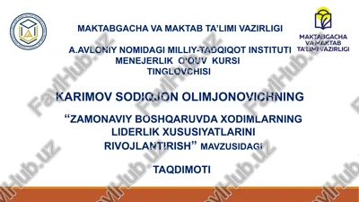"zamonaviy boshqaruvda xodimlarning liderlik xususiyatlarini rivojlantirish" — PPTX