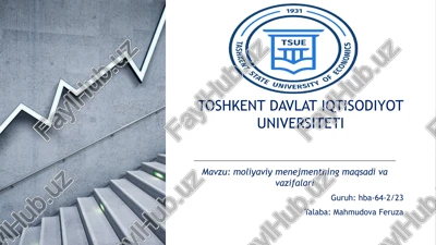 moliyaviy menejmentning maqsadi va vazifalari — PPTX