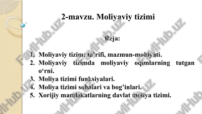 moliyaviy tizim — PPTX