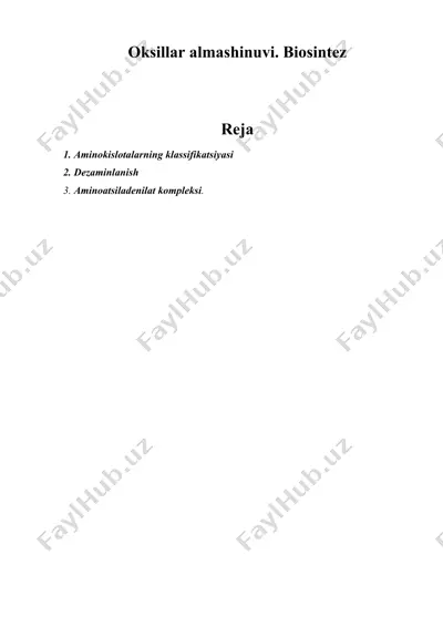 oksillar almashinuvi. biosintez — DOC