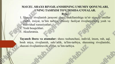 shaxsiy rivojlanish — PPTX