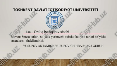 oraliq boshqaruv xisobi — PPTX