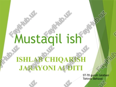 ishlab chiqarish jarayoni auditini — PPTX