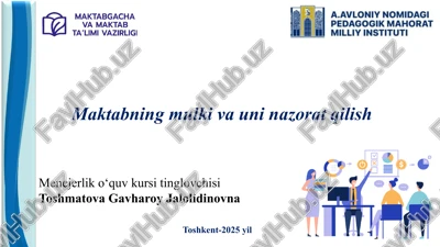 maktabning mulkiva uni nazorat qilish — PPTX