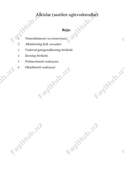 alkinlar (asetilen uglevodorodlar) — DOC