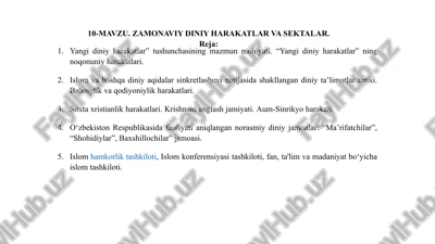 zamonaviy diniy harakatlar va sektalar — PPTX
