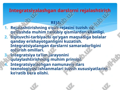 integratsiyalashgan darslarni rejalaştirish — PPTX