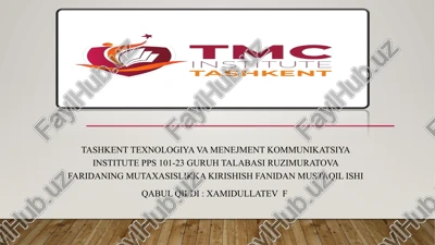 faridaning mutaxasislikka kirishish — PPTX