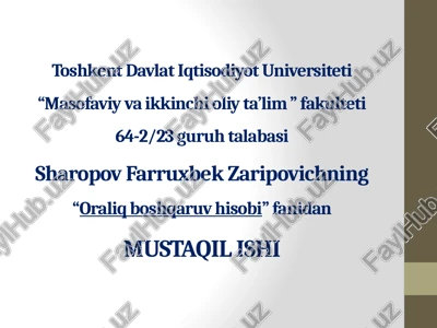 o‘zbekiston respublikasi davlat boshqaruv hisobi — PPTX