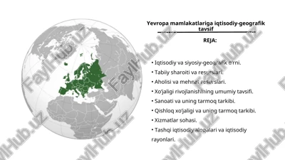 yevropa mamlakatlarigaiqtisodiy-geografik tavsif — PPT