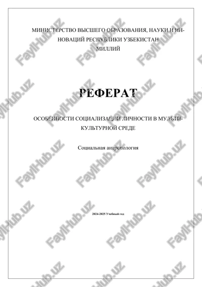 osobennosti sotsializatsii lichnosti v multikulturnoy srede — DOCX