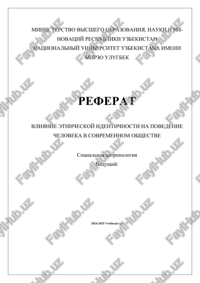 vliyanie etnicheskoy identichnosti na povedenie cheloveka v sovremennom obshestve — DOCX
