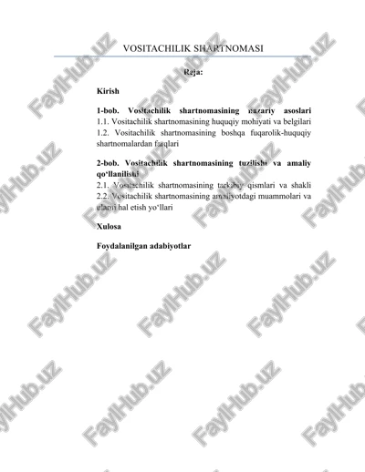 vositachilik shartnomasi — DOCX