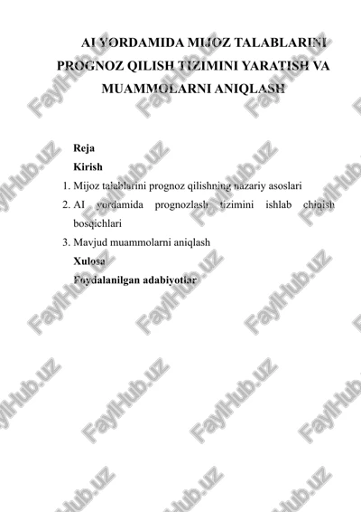 mijoz talablarini prognoz qilish tizimi — DOCX