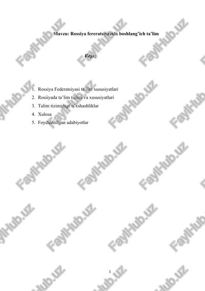 rossiya federatsiyasida boshlangʻich taʼlim — DOCX