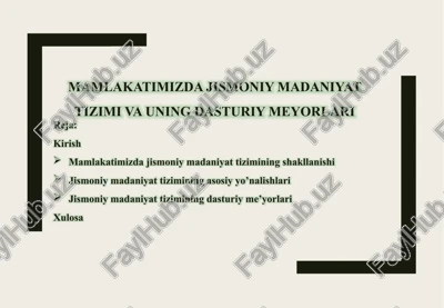 jismoniy madaniyat tizimi — PPTX