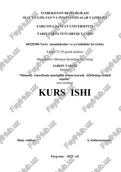 jahon tarixi kurs ishi — DOC