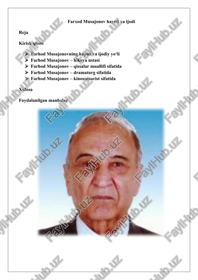 farxod musajonov hayoti va ijodi — DOCX