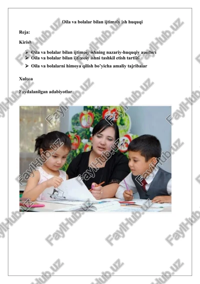 oila va bolalar bilan ijtimoiy ish huquqi — DOCX