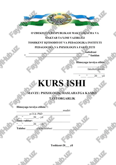 psixologik maslahatga kasbiy tayyorgarlik — DOCX