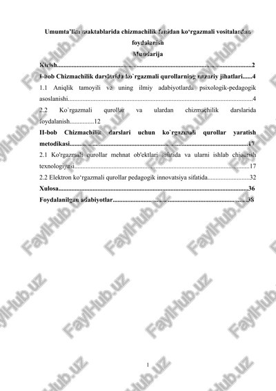 umumta’lim maktablarida chizmachilik fanidan ko‘rgazmali vositalardan foydalanish — DOCX