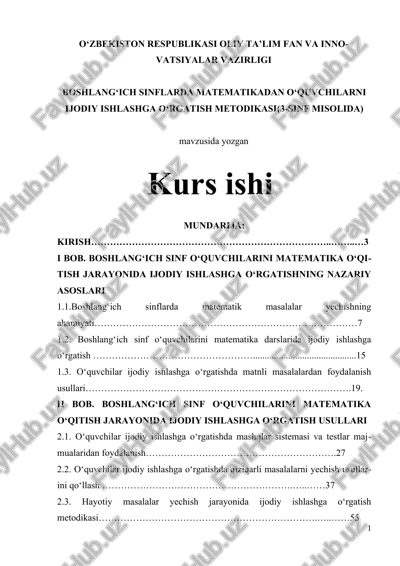 boshlang‘ich sinflarda matematikadan o‘quvchilarni ijodiy ishlashga o‘rgatish metodikasi(3-sinf misolida) — DOCX