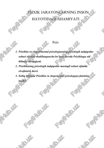 psixik jarayonlarning insonga ta'siri — DOC