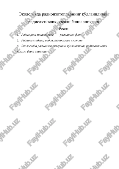 radiatsion ekologiya — DOCX
