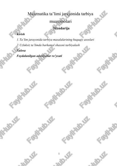 pedagogika fanini tarbiyalash — DOCX