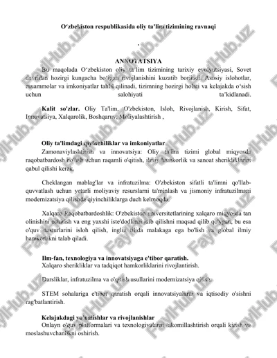 oliy ta'limdagi qiyinchiliklar va imkoniyatlar — DOCX
