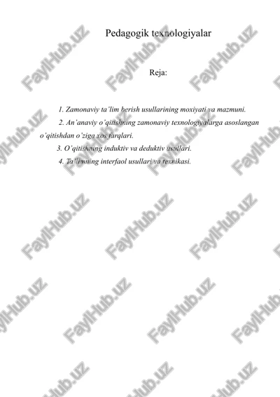 pedagogik texnologiyalar — DOCX