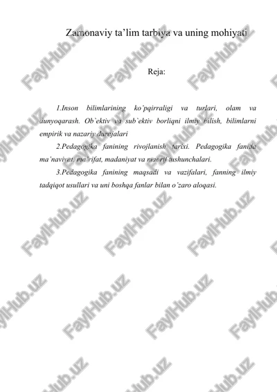 pedagogika fanining rivojlanish tarixi — DOCX
