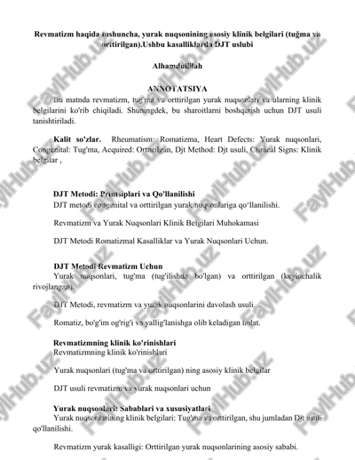 revmatizm va yurak nuqsonlari — DOCX