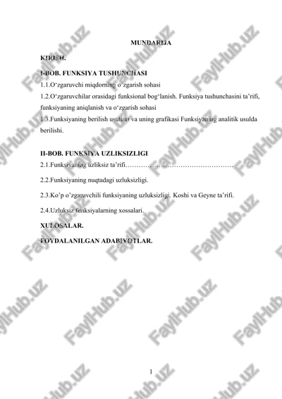 funksiya tushunchasi — DOCX