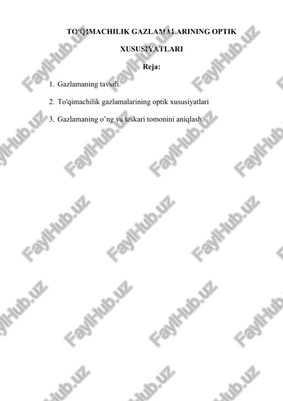 to'qimachilik gazlamalarining optik xususiyatlari — DOCX