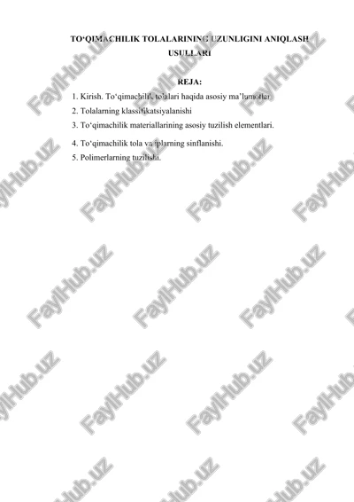 yengil sanoat buyumlari materialshunosligi — DOCX